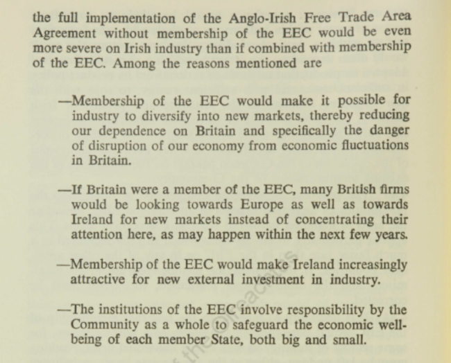 Membership of the European Communities, Implications for Ireland, April 1970