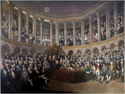 Painting of Henry Grattan addtessing the Irish House of Commons
