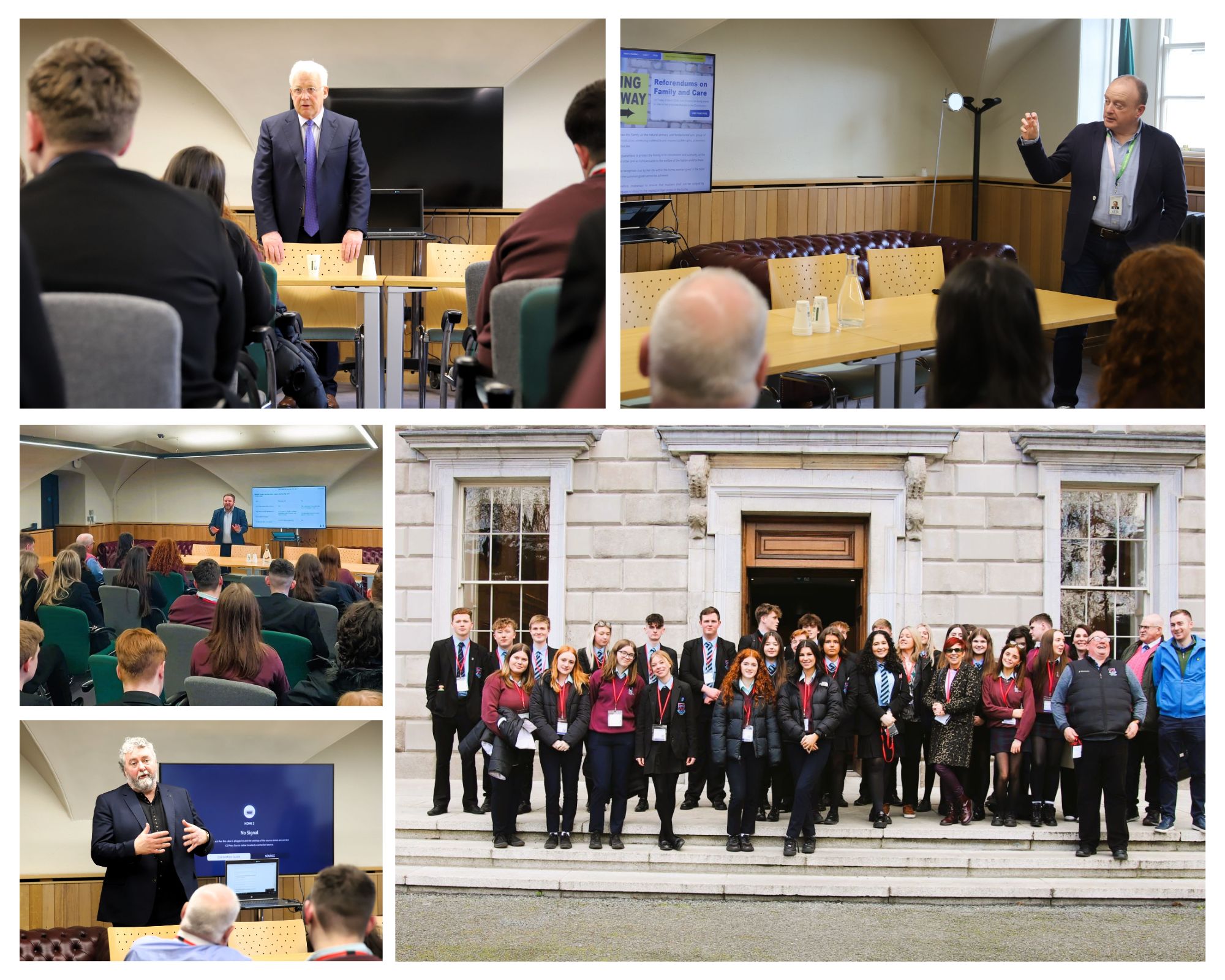 The Politics in Action student group attending the education workshop during their visit to Leinster House