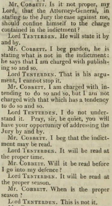 Extract from an account of the 1831 trial of William Cobbett (1763-1835)