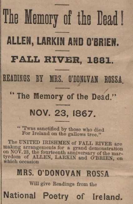 Newspaper cutting promoting a reading on "The Memory of the Dead"