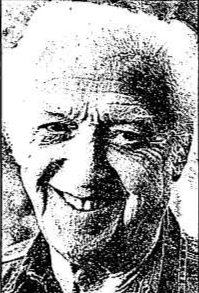 Grainy black and white photograph of Sam McAughtry, a former Member of Seanad Éireann.