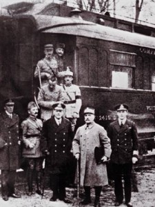Supreme Allied Commander Ferdinand Foch and military representatives after signing the Armistice on 11 November 1918