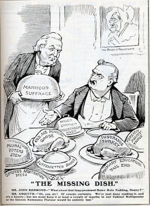 Cartoon of John Redmond and HH Asquith, 1911