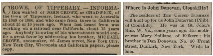 Two letters published in a 19th century newspaper