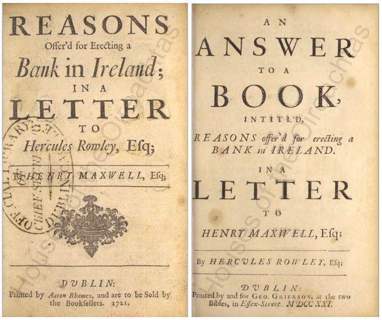 Front covers of two political pamphlets dated 1721