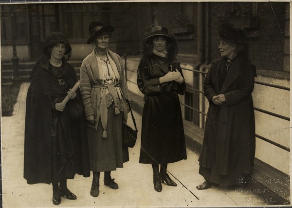Four women outside a building 1921 or 1922