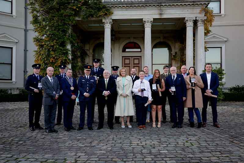 Ceann Comhairle and recipients at the National Bravery Awards 2022