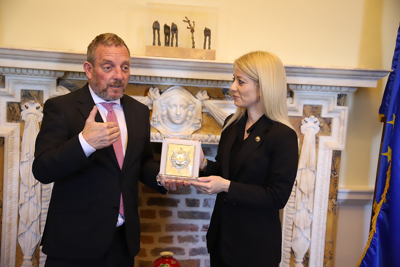 The President of the House of Representatives of the Republic of Cyprus, Her Excellency Annita Demetriou, pictured with the Cathaoirleach, Senator Jerry Buttimer