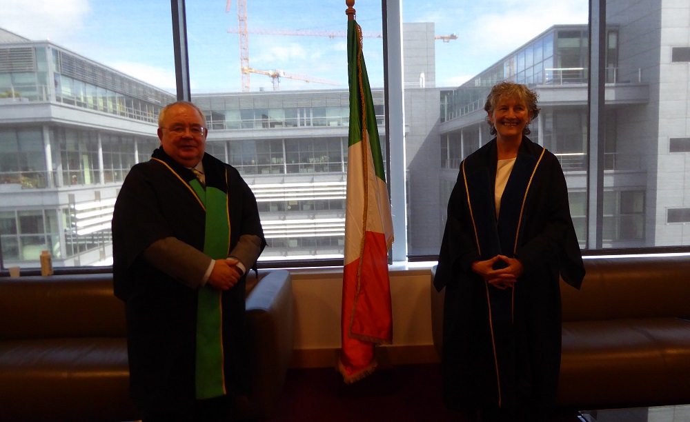 The Ceann Comhairle and Leas-Cheann Comhairle of the 33rd Dáil inside the Convention Centre Dublin