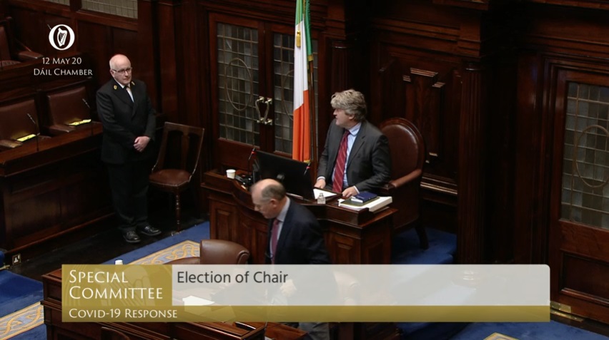 Michael McNamara TD taking the Chair in the Dáil Chamber
