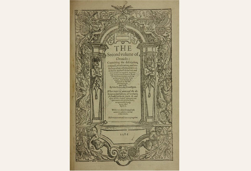 Front page of Holinshed Chronicles of England, Scotland and Ireland, second edition