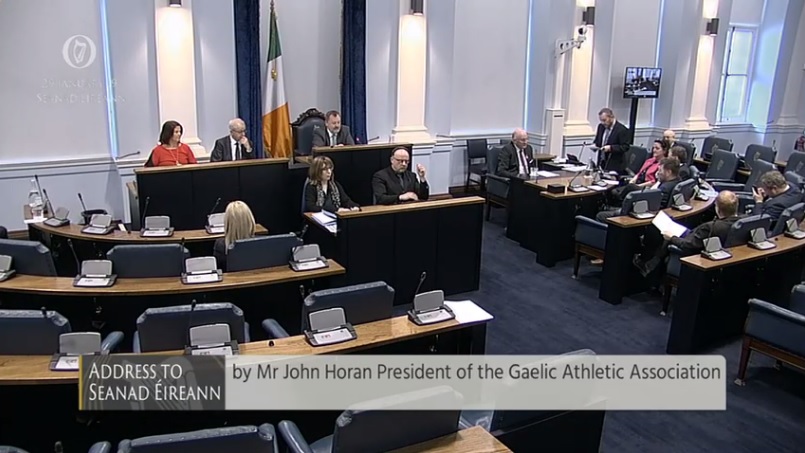 John Hora, GAA president, in the Seanad Chamber