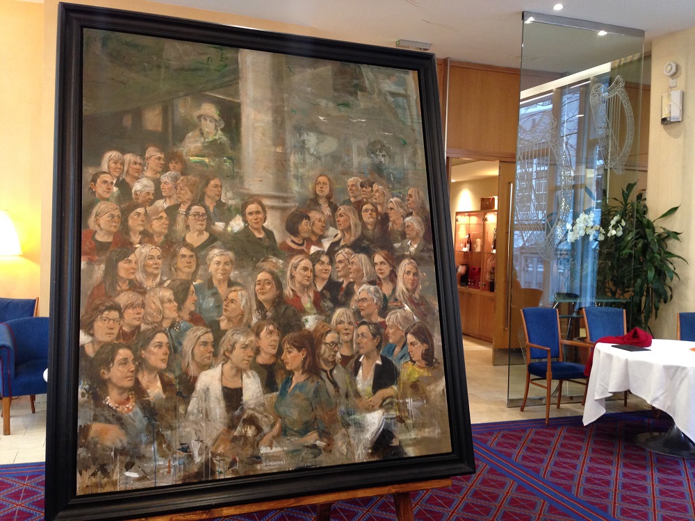 Portrait by Noel Murphy of all 53 women members of the Dáil and Seanad