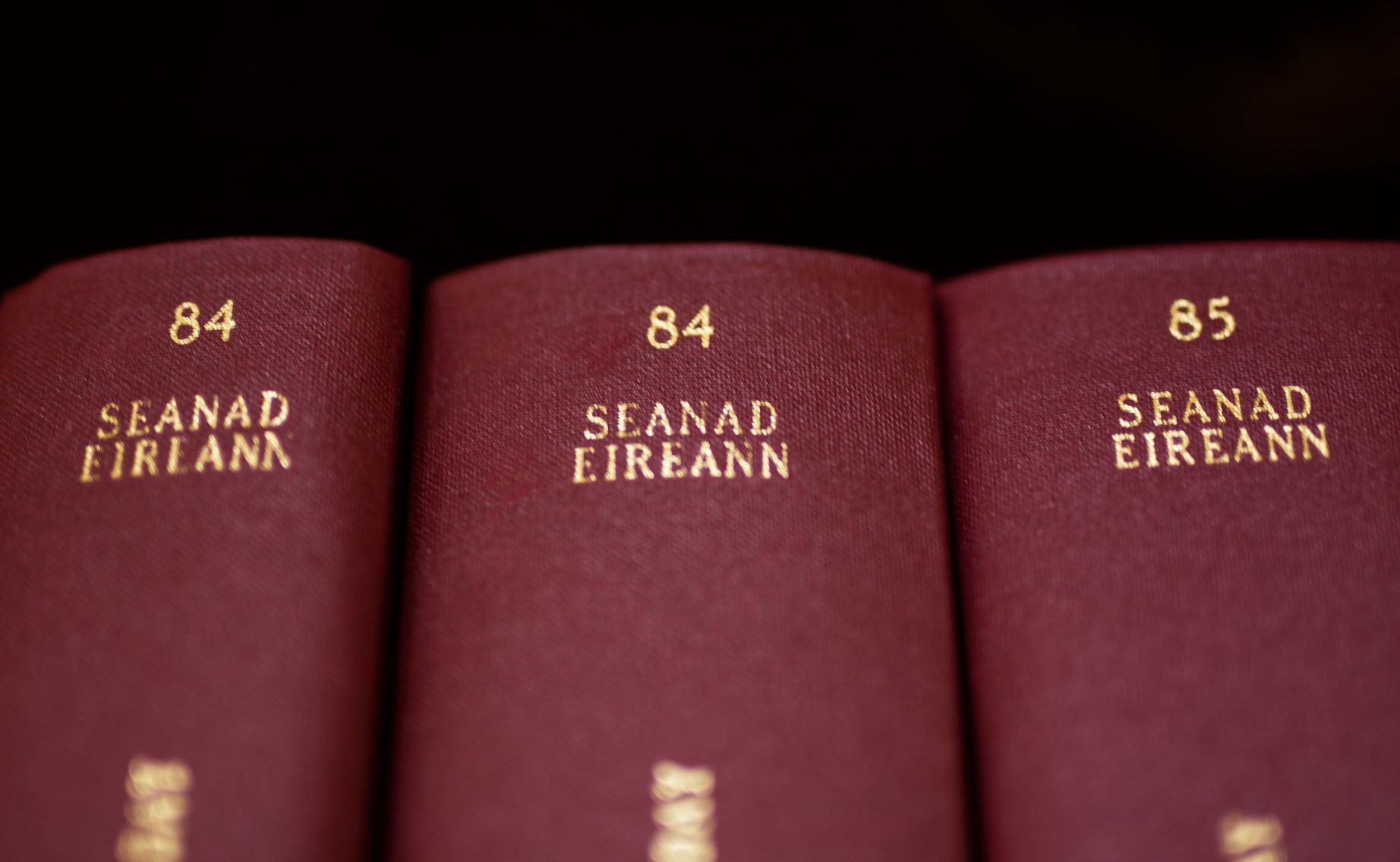 Close-up colour photograph of volumes containing Seanad debate