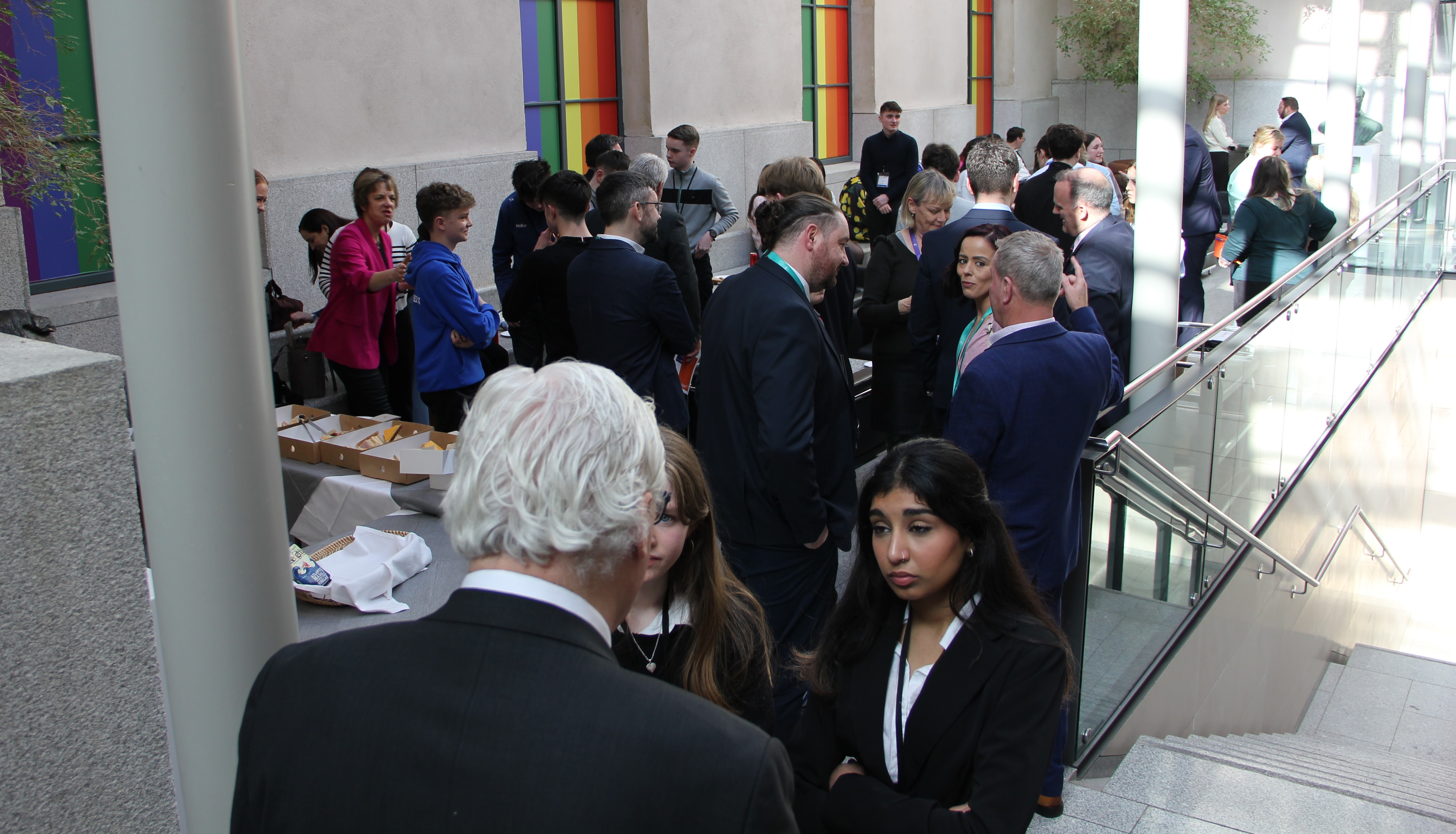 During a lunch break at The Coffee Dock TDs and Senators came to visit the students