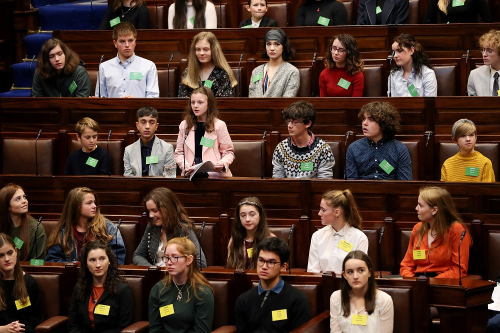 Youth Assembly on Climate 2019 in session in the Dail Chamber