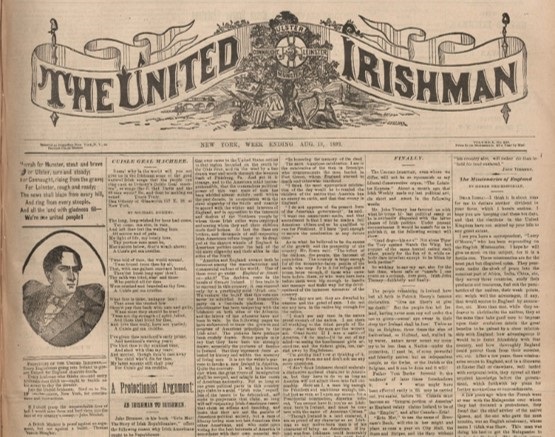 Detail from front page of The United Irishman, a 19th century newspaper